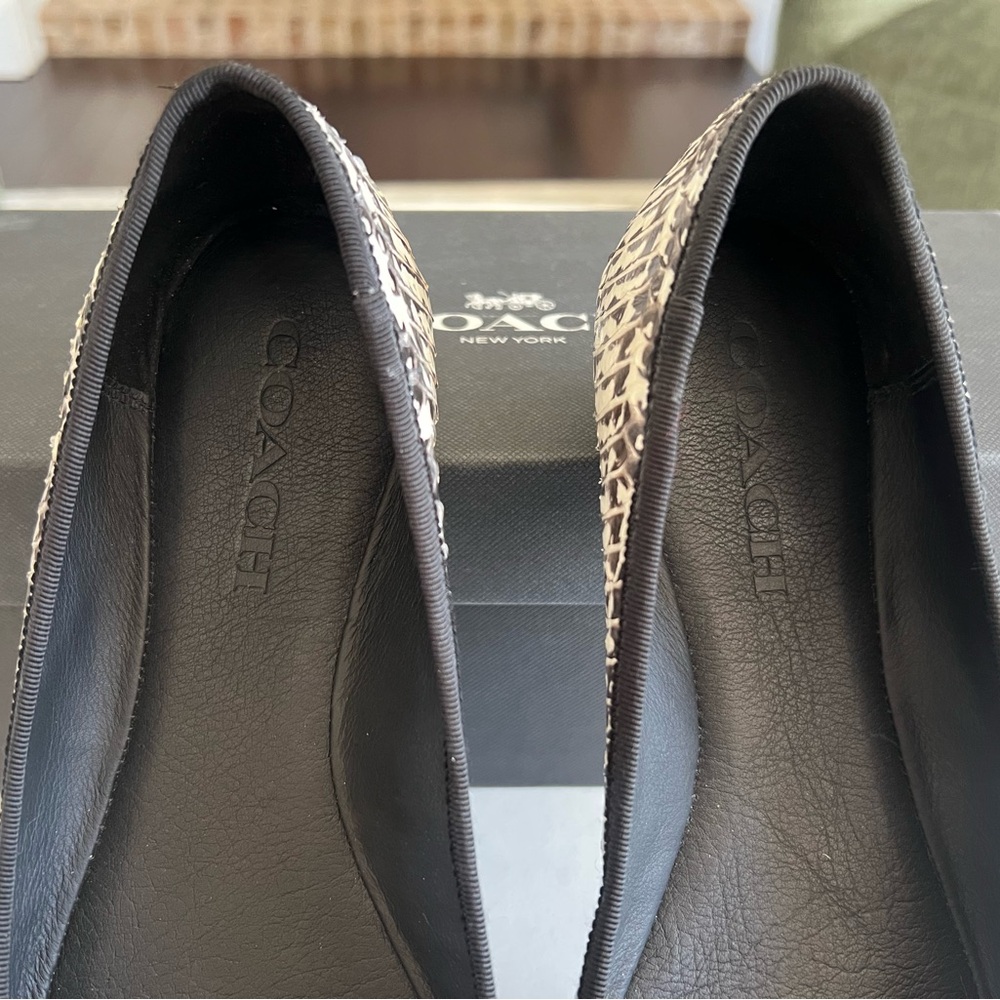 Coach Flatiron Ballet Flats - Black and White Snakeskin - Picture 3 of 10
